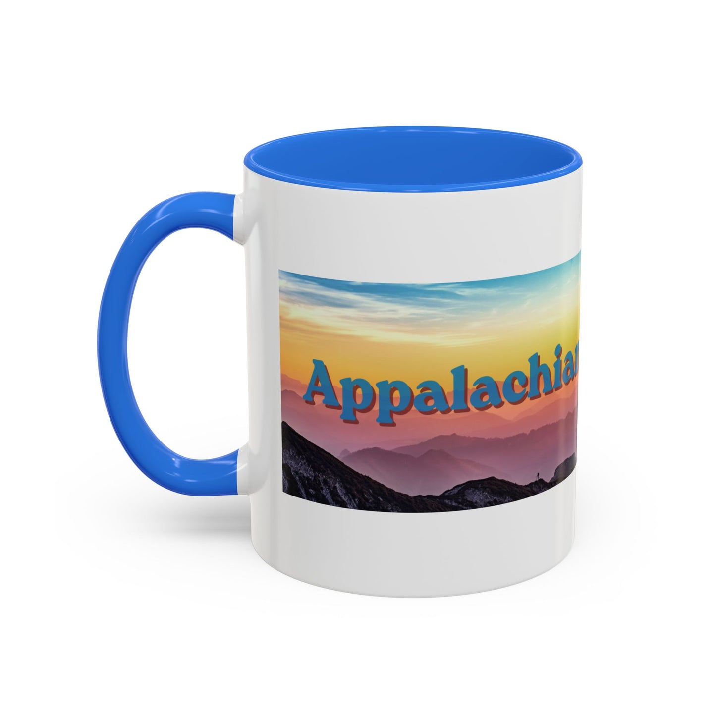 Appalachian Mountain Sunset Mug — "Appalachian? Appsolutely!" Colorful Coffee Cup (11oz/15oz)