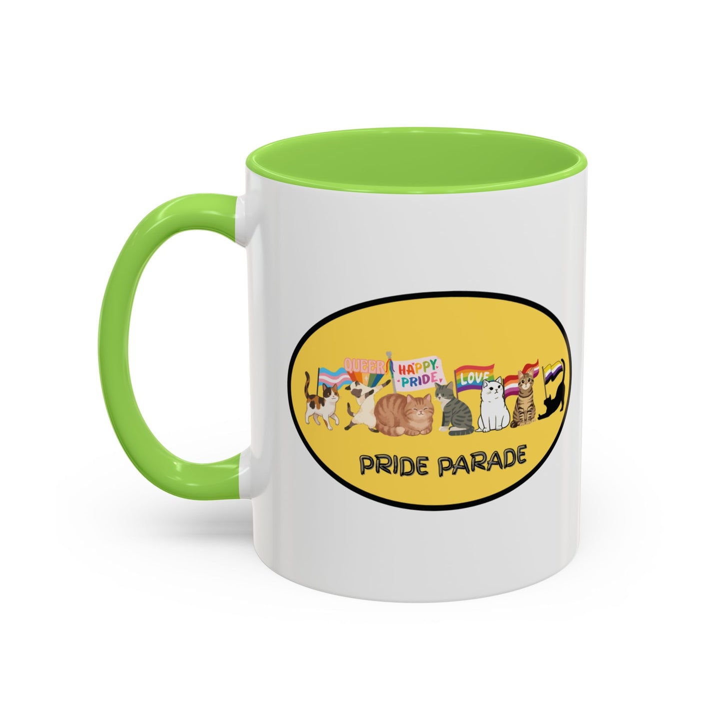 CAT LGBTQ Pride Parade "You are Enough" Coffee Mug — Color Accent 11oz & 15oz - Kitties on Parade!