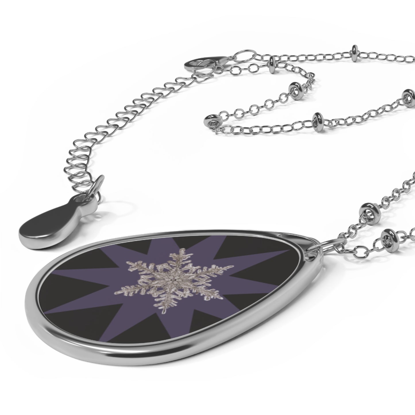 Original Design Necklace - GRACE - Black and Purple Star Real Snowflake Photo Pendant — Archival Photograph, Elegant Winter Jewelry Gift designed by Appalachian Collections