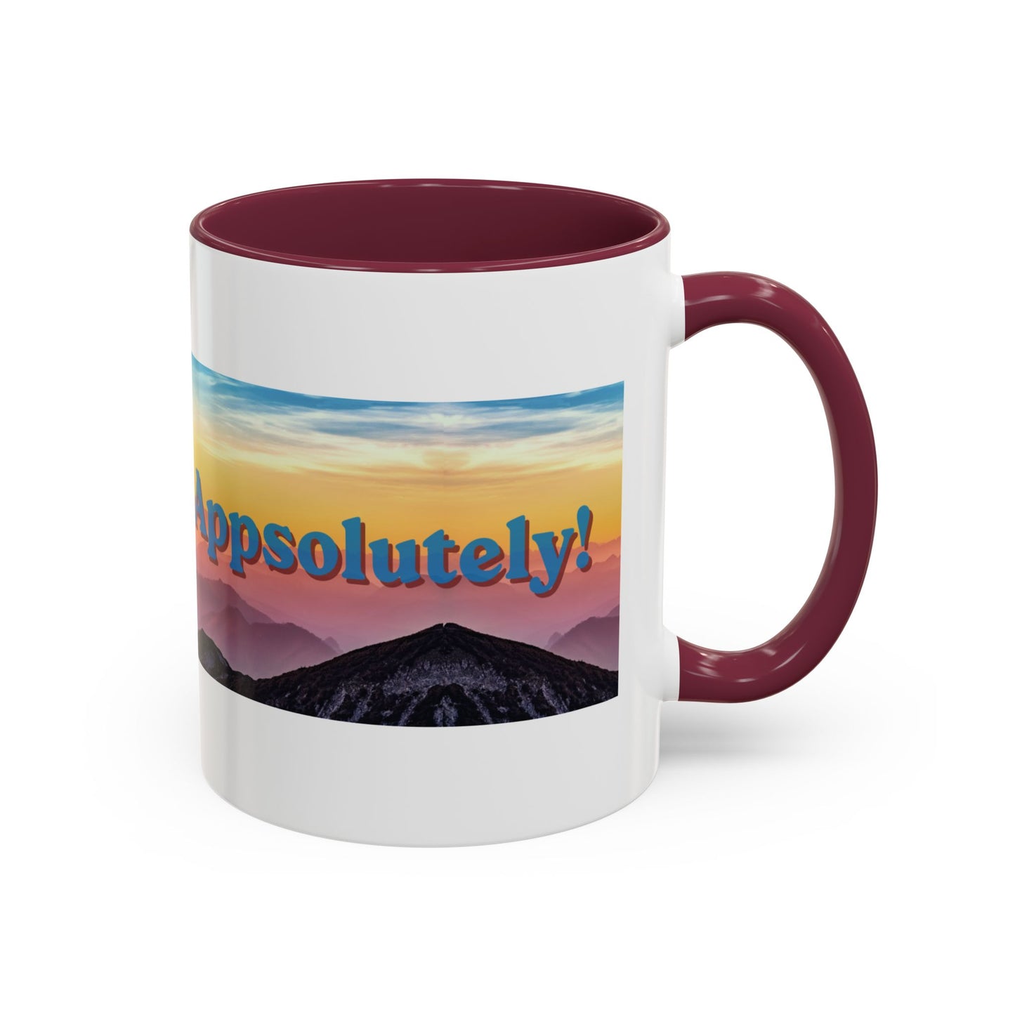 Appalachian Mountain Sunset Mug — "Appalachian? Appsolutely!" Colorful Coffee Cup (11oz/15oz)