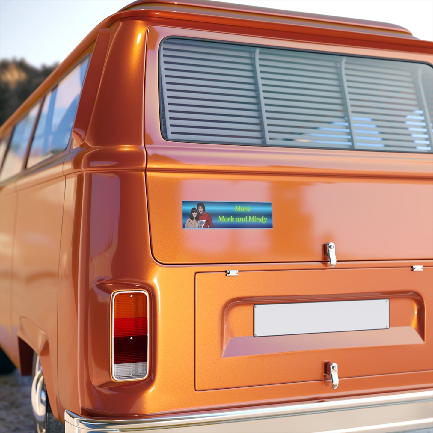 "More Mork and Mindy" Retro Bumper Sticker Nanu Nanu - for the fans of Robin Williams Classic TV Show 1970s, a classic television sticker