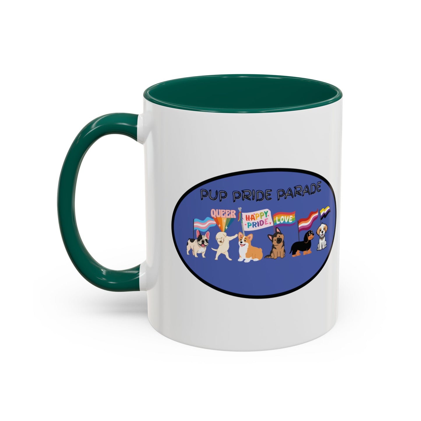 PUP PRIDE PARADE - LGBTQ Pride Parade with Dogs - Pet PRIDE Choose your own color - Colorful Mugs (11oz, 15oz) Gay Pride LGBTQIA+ Pride Month