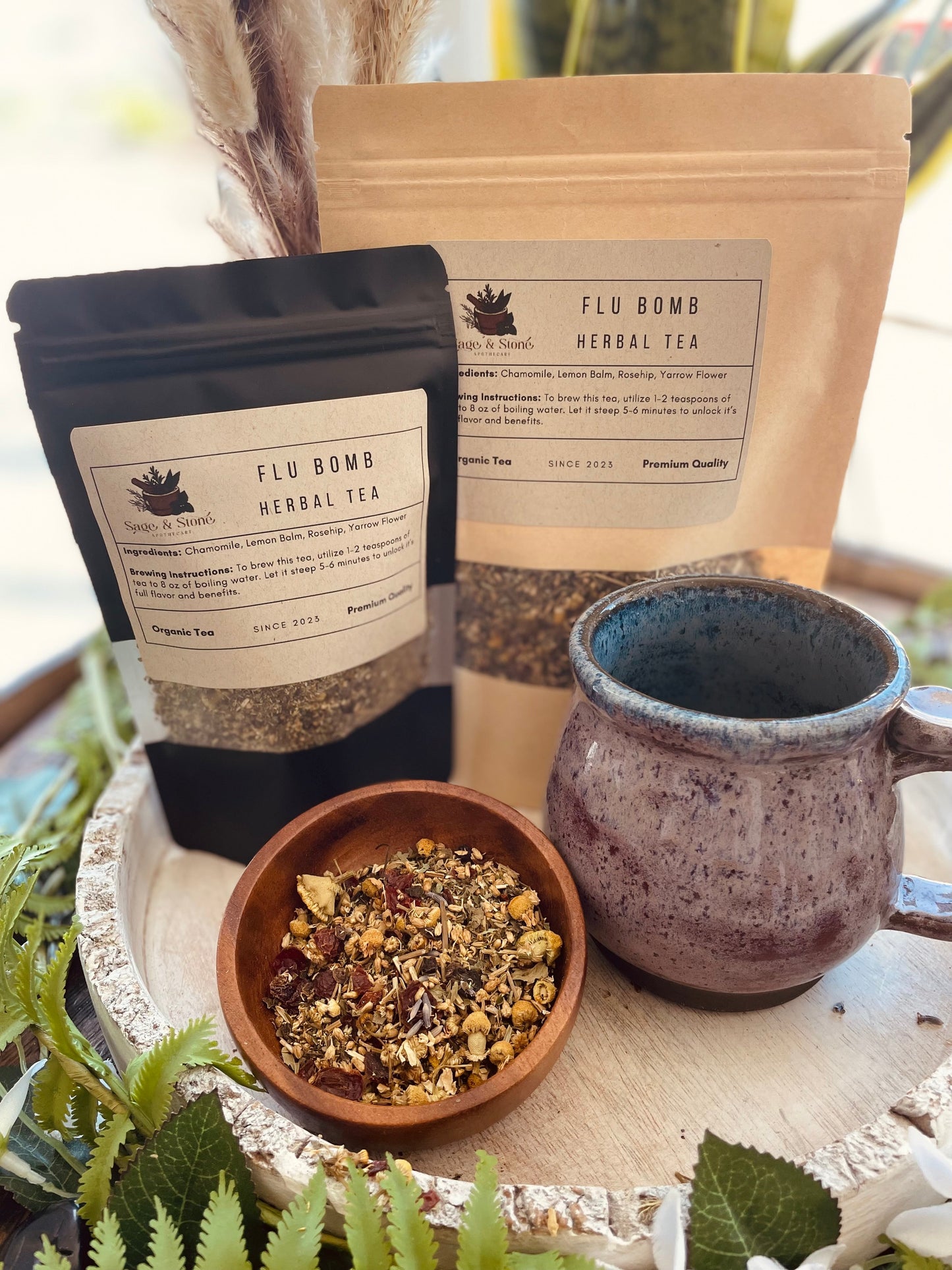 Cold Defender Herbal Tea Blend for Symptom Relief - Organic Tea with Chamomile, Lemon Balm, Rose Hip, Yarrow - WOMAN OWNED BUSINESS in VIRGINIA