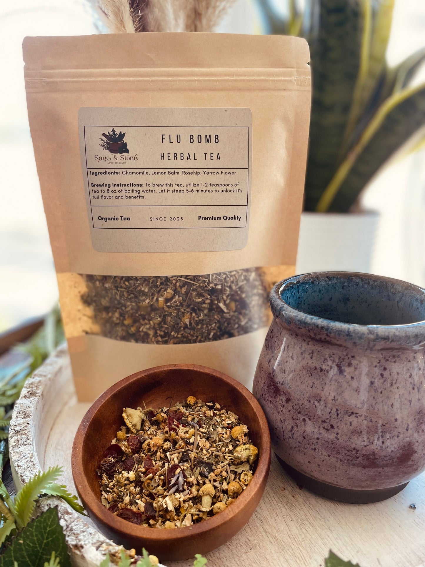 Cold Defender Herbal Tea Blend for Symptom Relief - Organic Tea with Chamomile, Lemon Balm, Rose Hip, Yarrow - WOMAN OWNED BUSINESS in VIRGINIA