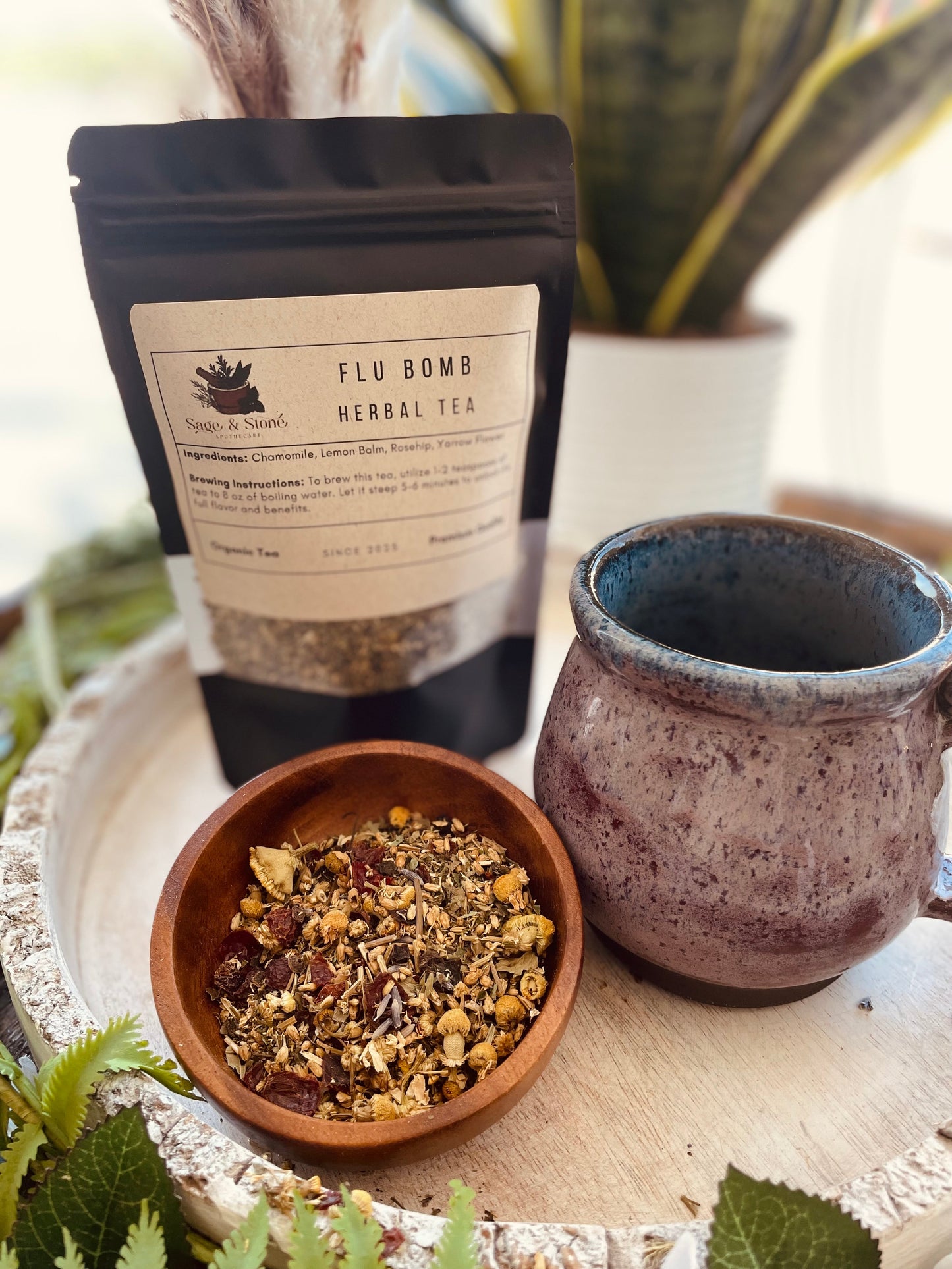 Cold Defender Herbal Tea Blend for Symptom Relief - Organic Tea with Chamomile, Lemon Balm, Rose Hip, Yarrow - WOMAN OWNED BUSINESS in VIRGINIA
