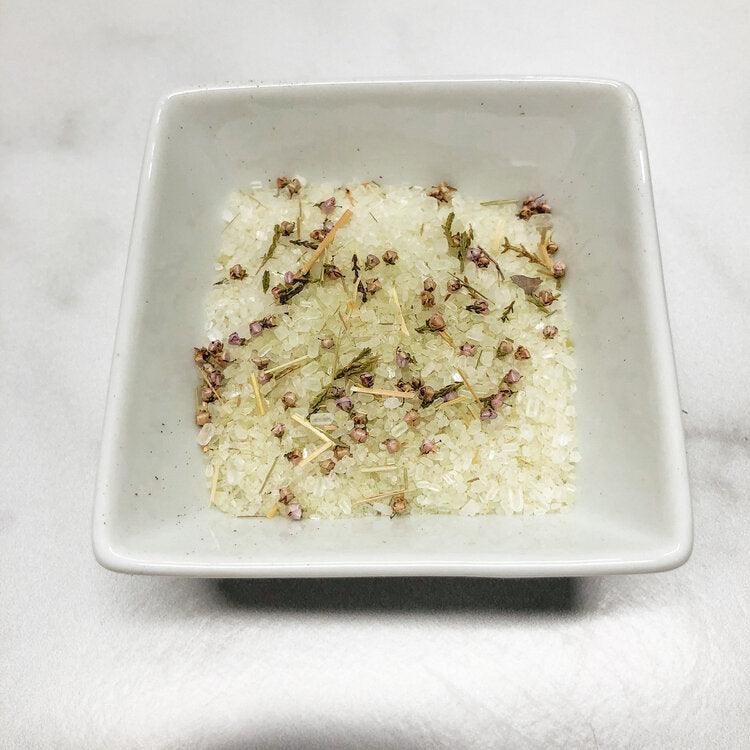 Pacific Petrichor Tea-Infused Bath Salts - Natural Bath and Body Care - Epsom & Sea Salts, Lemongrass, flowers, matcha green tea infused sea salt