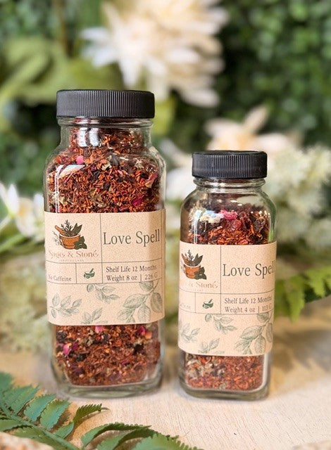 Love Spell Herbal Tea - Promotes Relaxation, Calmness - Natural & Organic Red Raspberry, Elderberries, Cranberry, Hibiscus - Magical Feeling Tea Ritual - LOOSE LEAF TEA