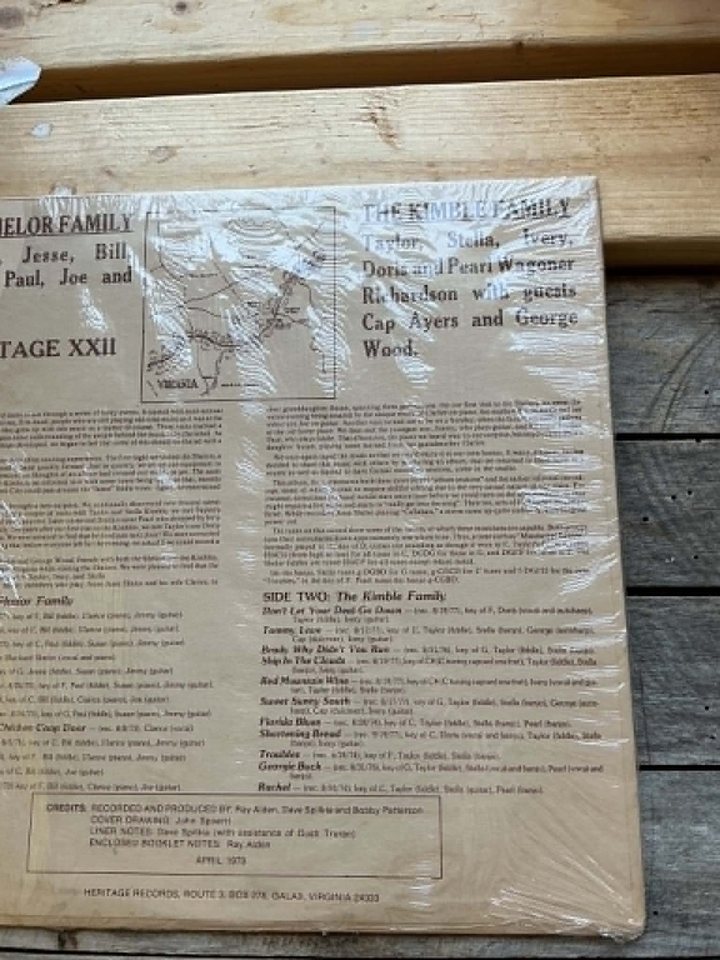 1979 RARE Vinyl Record - Eight Miles Apart: Old Time Music from Patrick & Carroll County, Virginia w/ Kimble & Shelor Families, with liner notes/insert - 1970s bluegrass Old-Time Music