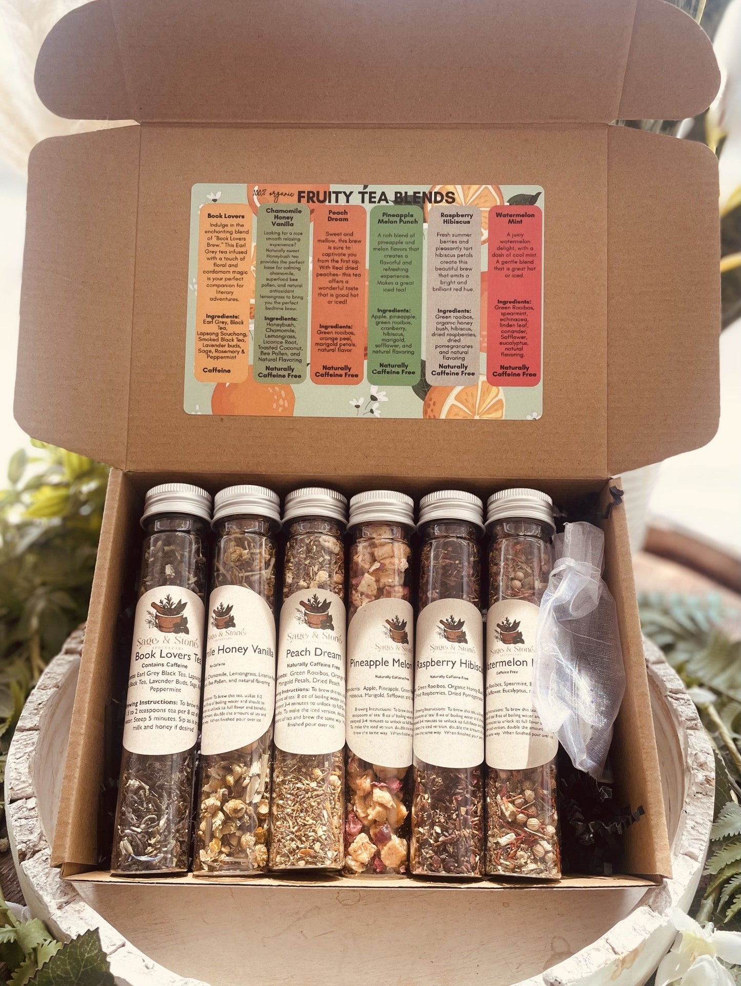 CHOOSE you Loose Leaf Tea Sampler Set - Tea Samplers: FRUITY, MAGICAL, or HEALTH & WELLNESS - Herbal, Organic - 6 tea blends & tea infuser