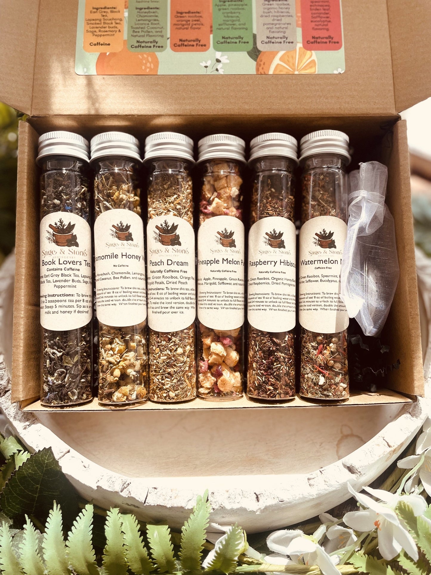 CHOOSE you Loose Leaf Tea Sampler Set - Tea Samplers: FRUITY, MAGICAL, or HEALTH & WELLNESS - Herbal, Organic - 6 tea blends & tea infuser