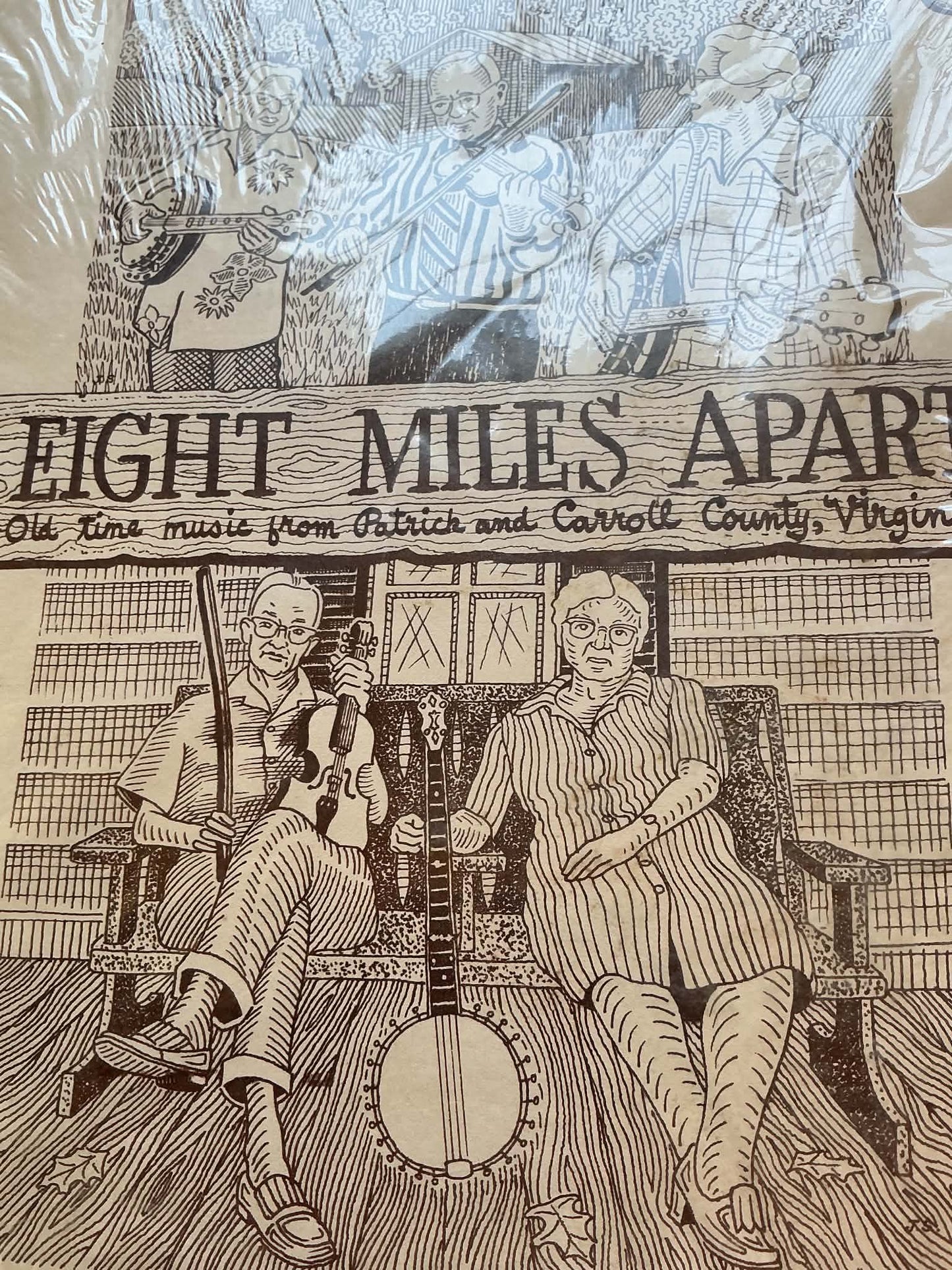 1979 RARE Vinyl Record - Eight Miles Apart: Old Time Music from Patrick & Carroll County, Virginia w/ Kimble & Shelor Families, with liner notes/insert - 1970s bluegrass Old-Time Music